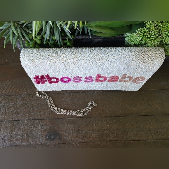 Island To East Side #Bossbabe Pink Ombre Beaded Crossbody/Clutch - Picture 2 of 9